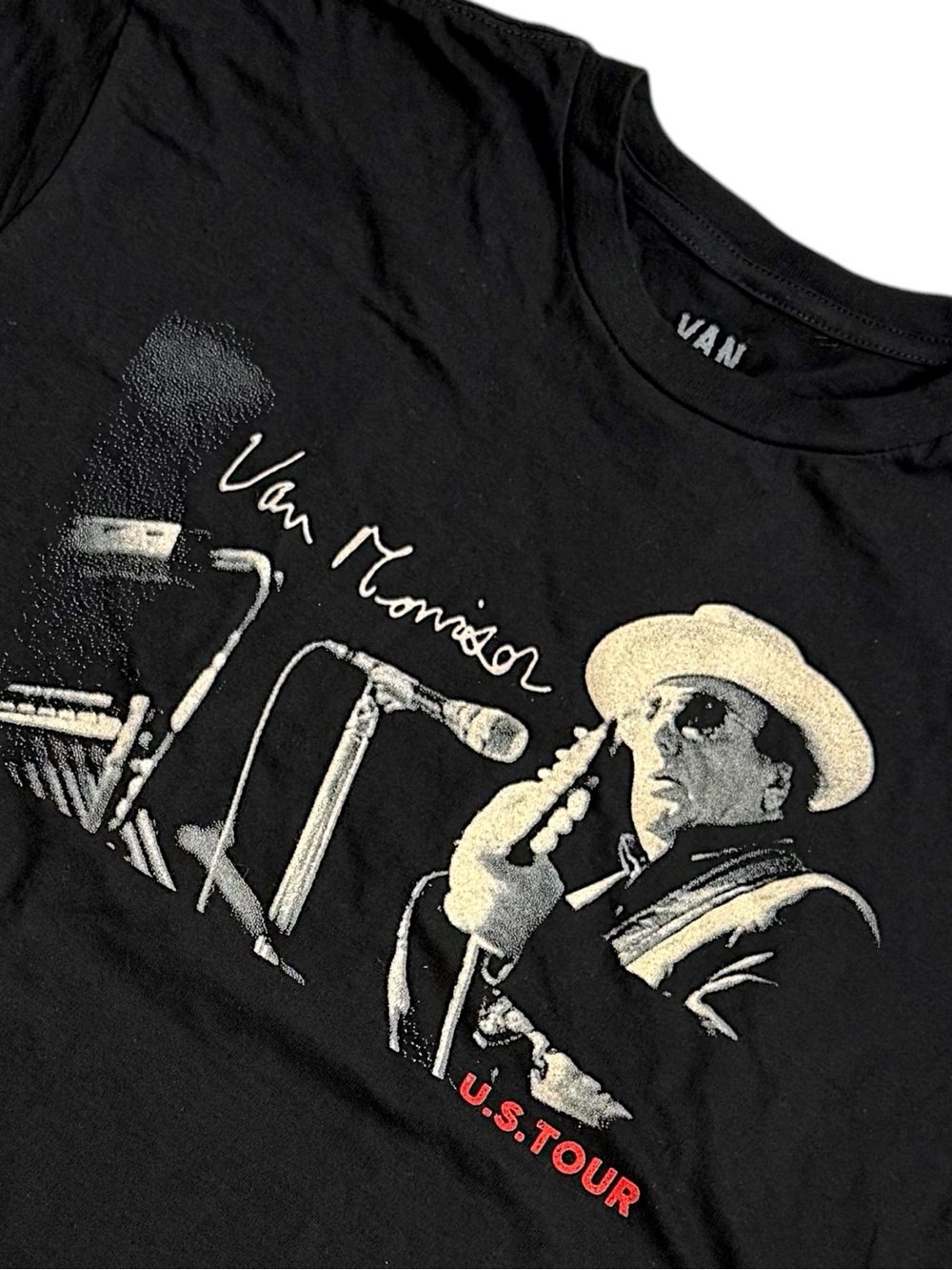 Van Morrison 2023 US Tour Band Tee Black Graphic Concert Shirt Mens Large